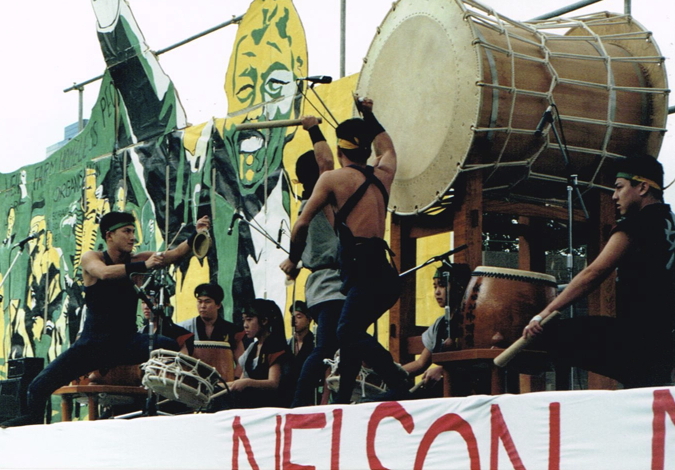 _ The rally’s opening ceremony is kicked off by a traditional Japanese taiko drum group from the Buraku Liberation League, an organization representing Japan’s caste minority.  _ The rally’s opening ceremony is kicked off by a traditional Japanese taiko drum group from the Buraku Liberation League, an organization representing Japan’s caste minority.