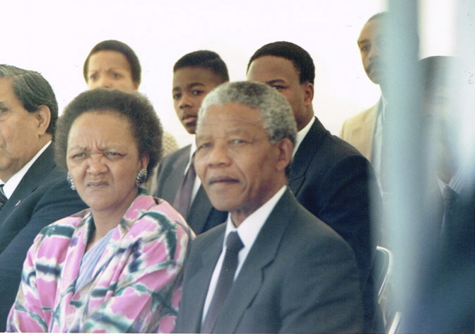 _ The 72-year-old Mandela watches the stage performances and speakers along with Barbara Masekela, cultural director with the ANC, and other special guests.  _ The 72-year-old Mandela watches the stage performances and speakers along with Barbara Masekela, cultural director with the ANC, and other special guests.