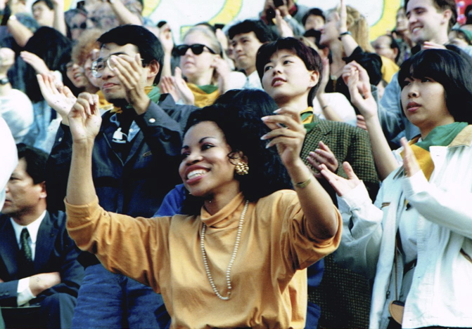 _ The mood was one of joyous celebration for many in the audience, as the music played on and the big moment neared for the guest speaker everyone had come to see.  _ The mood was one of joyous celebration for many in the audience, as the music played on and the big moment neared for the guest speaker everyone had come to see.